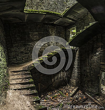 Old stairs in a celtic ruins Stock Photo