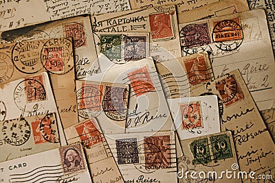 Old stamps Editorial Stock Photo