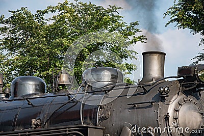 Old steam engine iron train detail close up Stock Photo