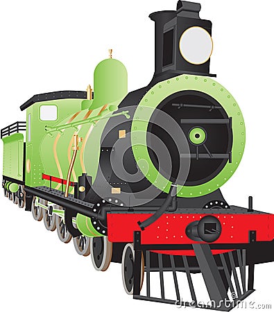 An Old Steam Locomotive isolated on white Vector Illustration