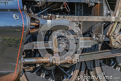 Old steam locomotive wheel Stock Photo