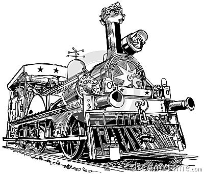 Old steam train Vector Illustration