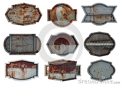 Old steel metal sign plate texture background Stock Photo