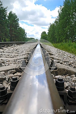 Old steel railroad tracks Stock Photo