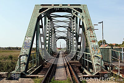 Old steel railway bridge Stock Photo