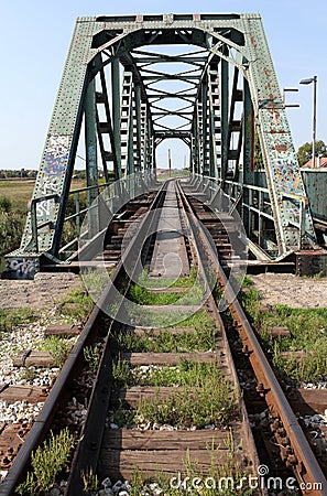 Old steel railway bridge Stock Photo