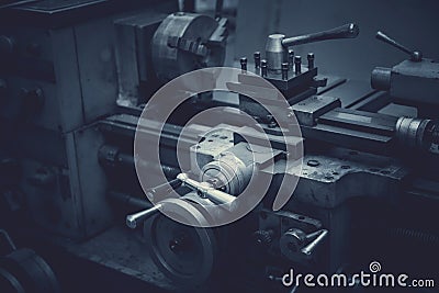 An old but still working lathe. Stock Photo