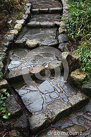Old stone cement stairs Stock Photo
