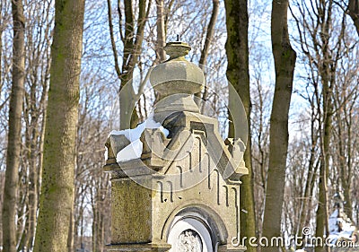 Old stone crypt in the cemetery. Stock Photo