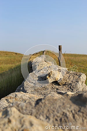 Stone fence from the 1860s Stock Photo