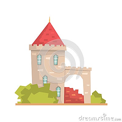 Old stone house tower, ancient architecture building vector Illustration Vector Illustration