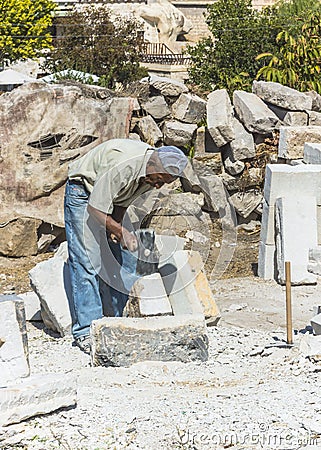 Old stone mason Editorial Stock Photo