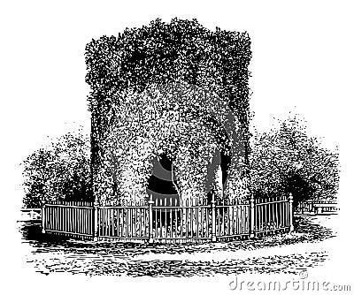 Old Stone Mill vintage illustration Vector Illustration