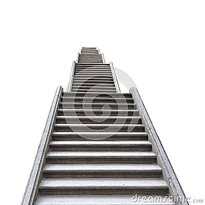 Old stone staircase isolated on white background Stock Photo