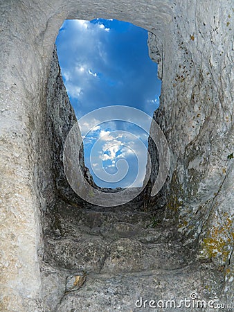 Old stone staircase to sky Stock Photo