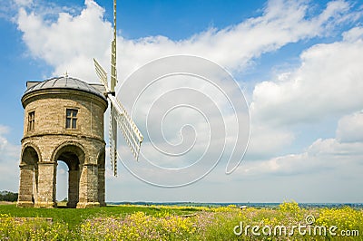 An old stone windmill in field Stock Photo