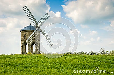 An old stone windmill in field Stock Photo