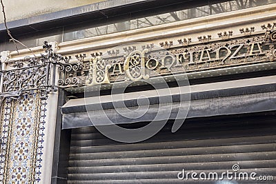 Old store La Confianza modernist style elements by Josep Puig i Editorial Stock Photo