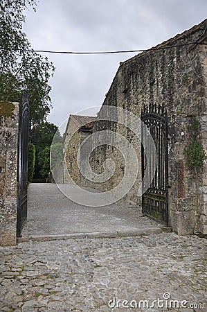 Old street architecture from Medieval Santillana del Mar Town in Spain. Stock Photo