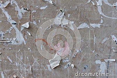 Old Street Billboard With Torn Peeled Poster Horizontal Background. Stock Photo