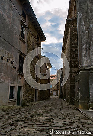 Old Street in GroÅ¾njan, Istria Stock Photo