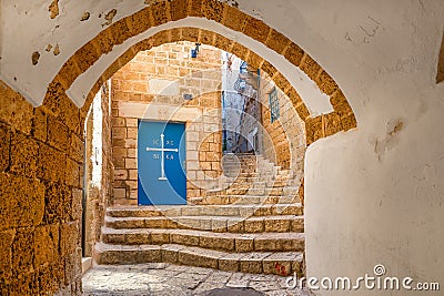 Old street of Jaffa, Israel. Stock Photo