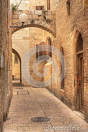 Old street in Jerusalem, Israel. Stock Photo