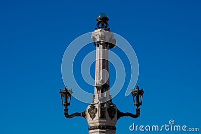 Old street lamp at The Marquess of Pombal Square Praca do Marques de Pombal Stock Photo