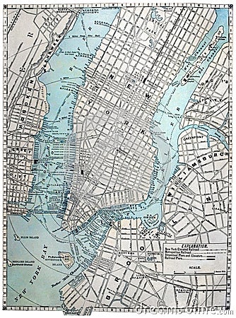 Old Street Map of New York City Stock Photo