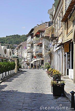 Old Street of the Medieval town Veliko Tarnovo from Bulgaria Editorial Stock Photo