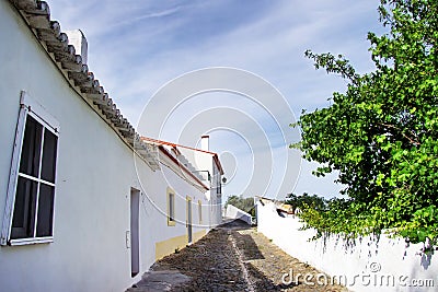 Old street of Mertola village Stock Photo