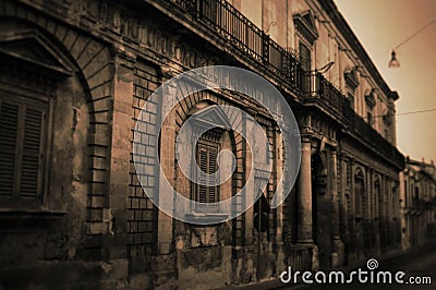 Old street in Noto, Sicilia Stock Photo