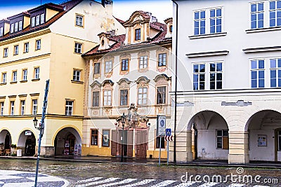 Old Street in Prague at the morning, downtown, Czech Republic, European travel Editorial Stock Photo