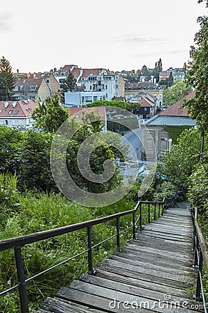Old street steps in Zagreb Stock Photo