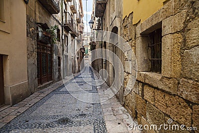 Old street in Tarragona,Spain. Editorial Stock Photo