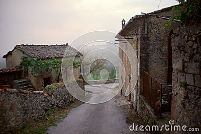 Old street in Tuscany Village Stock Photo