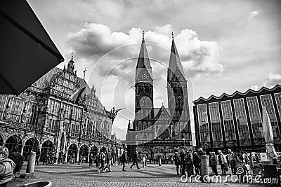 Old streets of Bremen in Germany Editorial Stock Photo