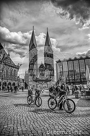 Old streets of Bremen in Germany Editorial Stock Photo