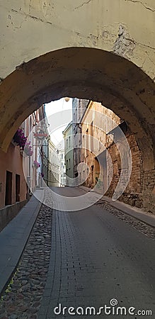 Old streets of Vilnius on which people of different ages walked Editorial Stock Photo