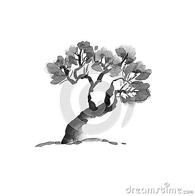 Old strong tree Cartoon Illustration