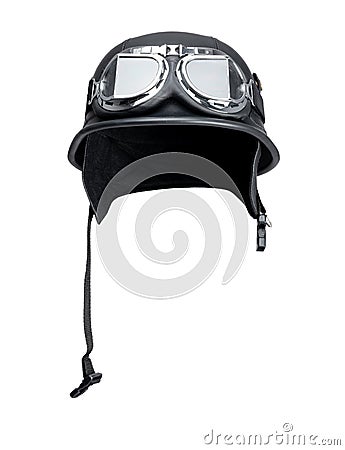 Old style army motorcycle helmet, isolated on white background. File contains a path to isolation Stock Photo