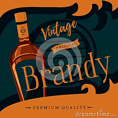Old style brandy or brandywine poster Vector Illustration