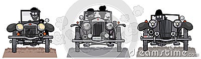 Old style cars frontal view. Vector Illustration