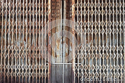 old style of closed steel door Stock Photo
