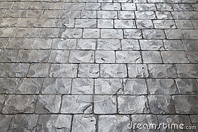 Old style cobblestone street with sunlight reflection texture resource Stock Photo