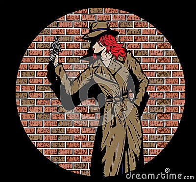 Old Style Girl Detective, Such As From The Fifties Stock Old Style Girl Detective, Such As From The Fifties Stock