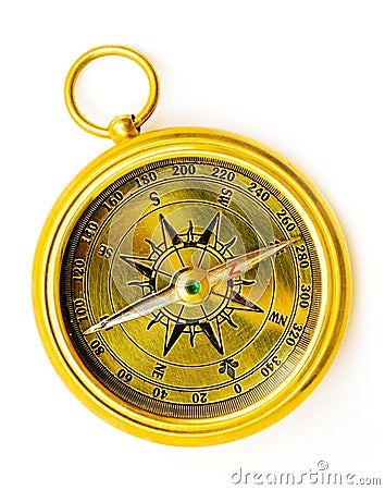Old style gold compass Stock Photo