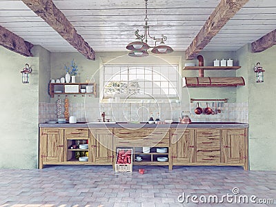 Old-style kitchen interior Stock Photo