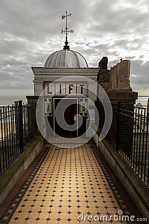 Old style lift at Thanet beach Stock Photo