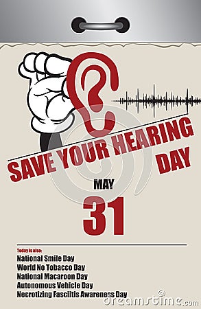 National Save Your Hearing Day Vector Illustration
